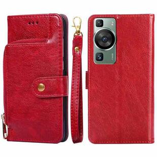 For Huawei P60 / P60 Pro Zipper Bag Leather Phone Case(Red)