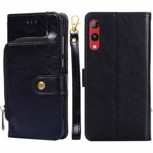 For Rakuten Hand 4G Zipper Bag Leather Phone Case(Black)