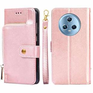 For Honor Magic5 Zipper Bag Leather Phone Case(Rose Gold)