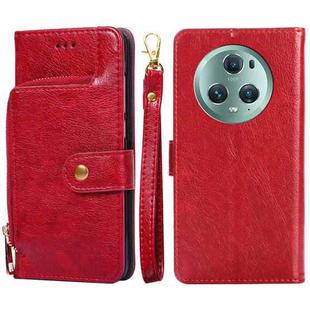 For Honor Magic5 Pro Zipper Bag Leather Phone Case(Red)