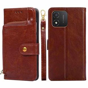 For Honor X5 4G Zipper Bag Leather Phone Case(Brown)