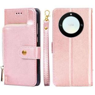 For Honor X40 Zipper Bag Leather Phone Case(Rose Gold)