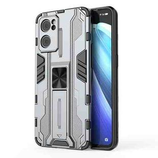 For OPP Reno7 5G Supersonic PC + TPU Shock-proof Protective Phone Case with Holder(Grey)