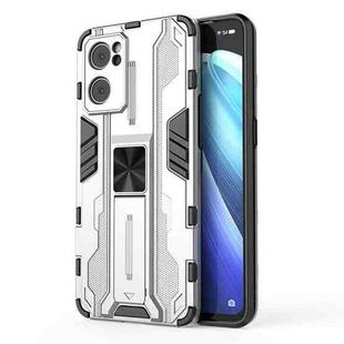 For OPP Reno7 5G Supersonic PC + TPU Shock-proof Protective Phone Case with Holder(Silver)