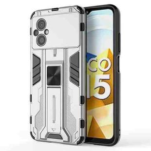 For Xiaomi Poco M5 5G India Supersonic PC + TPU Shock-proof Protective Phone Case with Holder(Silver)