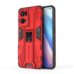 For OPPO Reno7 Pro 5G Supersonic PC + TPU Shock-proof Protective Phone Case with Holder(Red)