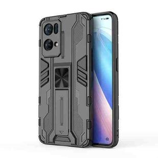 For OPPO Reno7 Pro 5G Supersonic PC + TPU Shock-proof Protective Phone Case with Holder(Black)