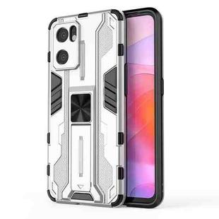 For OPPO Reno7 SE 5G Supersonic PC + TPU Shock-proof Protective Phone Case with Holder(Silver)