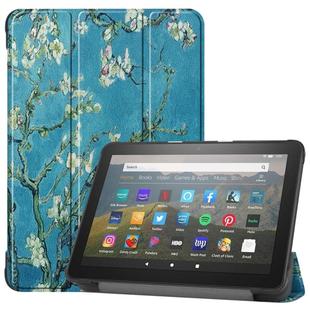 For Kindle Fire HD 8 (2020) Colored Drawing Horizontal Flip Leather Case, with Three-folding Holder & Wake-up / Sleep Function(Apricot Flower)