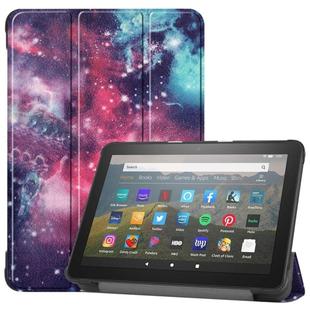 For Kindle Fire HD 8 (2020) Colored Drawing Horizontal Flip Leather Case, with Three-folding Holder & Wake-up / Sleep Function(Galactic Nebula)