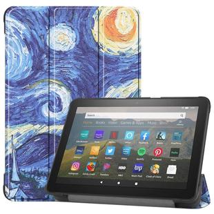 For Kindle Fire HD 8 (2020) Colored Drawing Horizontal Flip Leather Case, with Three-folding Holder & Wake-up / Sleep Function(Starry Sky)