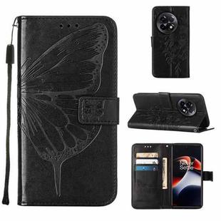 For OnePlus Ace 2 5G / 11R 5G Embossed Butterfly Leather Phone Case(Black)