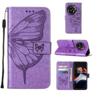 For OnePlus Ace 2 5G / 11R 5G Embossed Butterfly Leather Phone Case(Light Purple)