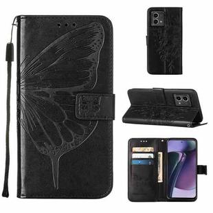 For Motorola Moto G Stylus 5G 2023 Embossed Butterfly Leather Phone Case(Black)