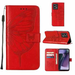 For Motorola Moto G Stylus 5G 2023 Embossed Butterfly Leather Phone Case(Red)