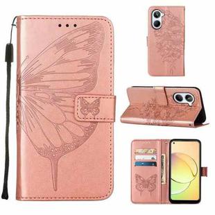For Realme 10 4G Embossed Butterfly Leather Phone Case(Rose Gold)