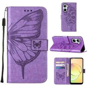 For Realme 10 4G Embossed Butterfly Leather Phone Case(Light Purple)
