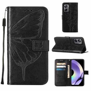 For Realme 10 Pro 5G Embossed Butterfly Leather Phone Case(Black)