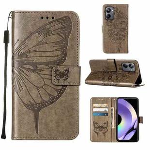 For Realme 10 Pro 5G Embossed Butterfly Leather Phone Case(Grey)