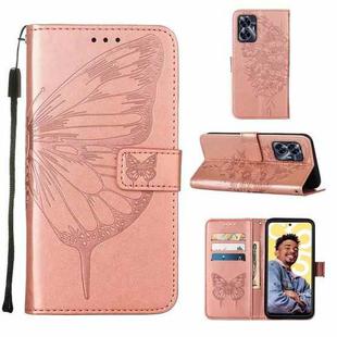 For Realme C55 Embossed Butterfly Leather Phone Case(Rose Gold)