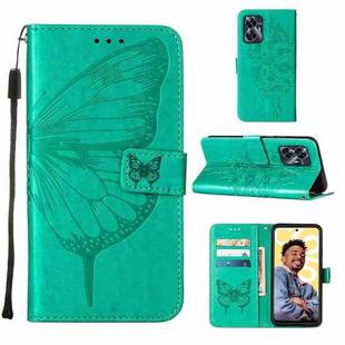For Realme C55 Embossed Butterfly Leather Phone Case(Green)