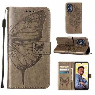 For Realme C55 Embossed Butterfly Leather Phone Case(Grey)