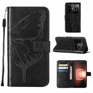 For Realme GT Neo 5 5G / GT3 Embossed Butterfly Leather Phone Case(Black)