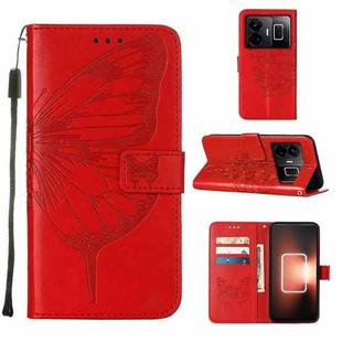 For Realme GT Neo 5 5G / GT3 Embossed Butterfly Leather Phone Case(Red)