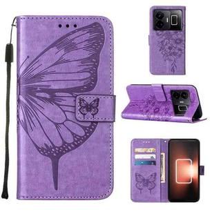 For Realme GT Neo 5 5G / GT3 Embossed Butterfly Leather Phone Case(Light Purple)