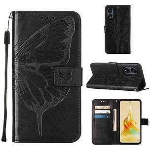 For OPPO A1 Pro / Reno8 T 5G Embossed Butterfly Leather Phone Case(Black)