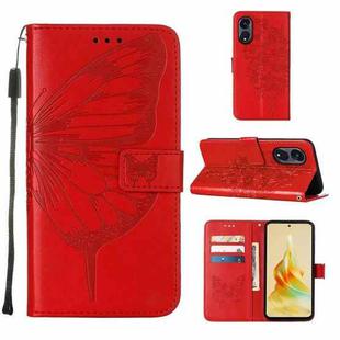 For OPPO A1 Pro / Reno8 T 5G Embossed Butterfly Leather Phone Case(Red)