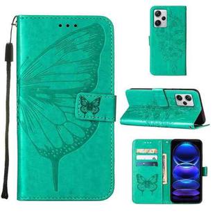 For Xiaomi Redmi Note 12 Pro+ 5G / Note 12 Explorer Embossed Butterfly Leather Phone Case(Green)
