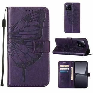 For Xiaomi 13 Embossed Butterfly Leather Phone Case(Dark Purple)