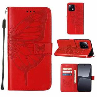 For Xiaomi 13 Embossed Butterfly Leather Phone Case(Red)