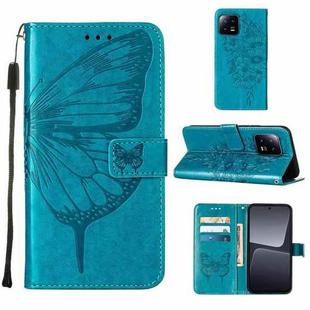For Xiaomi 13 Embossed Butterfly Leather Phone Case(Blue)