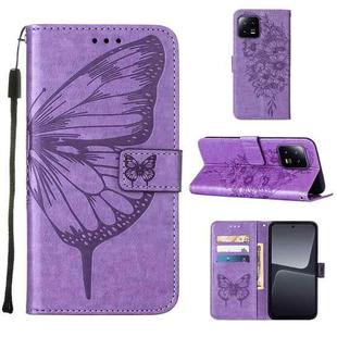 For Xiaomi 13 Embossed Butterfly Leather Phone Case(Light Purple)