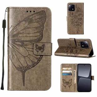 For Xiaomi 13 Embossed Butterfly Leather Phone Case(Grey)