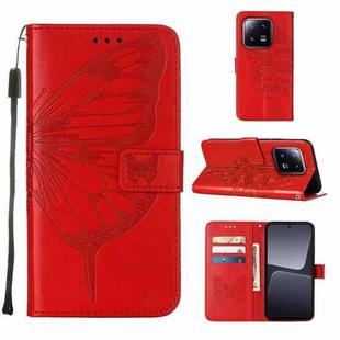 For Xiaomi 13 Pro Embossed Butterfly Leather Phone Case(Red)