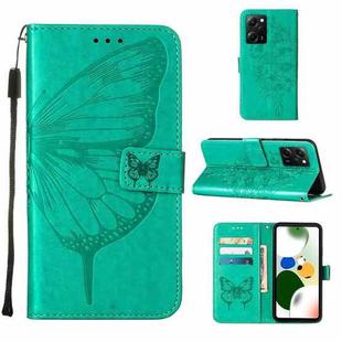 Embossed Butterfly Leather Phone Case For Xiaomi Poco X5 Pro 5G / Redmi Note 12 Pro Speed(Green)