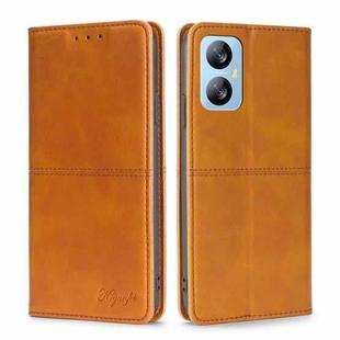 For Blackview A52 Cow Texture Magnetic Horizontal Flip Leather Phone Case(Light Brown)