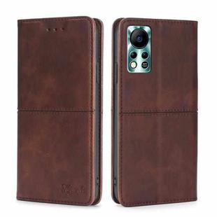 For Infinix Hot 11s NFC Cow Texture Magnetic Horizontal Flip Leather Phone Case(Dark Brown)