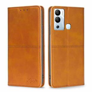 For Infinix Hot 12i Cow Texture Magnetic Horizontal Flip Leather Phone Case(Light Brown)