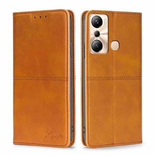 For Infinix Hot 20i Cow Texture Magnetic Horizontal Flip Leather Phone Case(Light Brown)