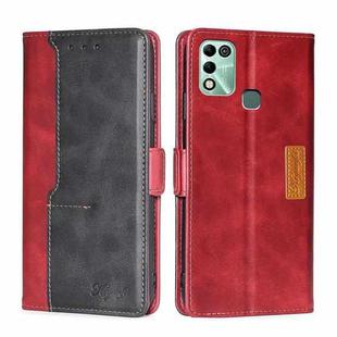 For Infinix Hot 11 Play Contrast Color Side Buckle Leather Phone Case(Red + Black)