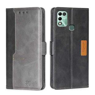 For Infinix Hot 11 Play Contrast Color Side Buckle Leather Phone Case(Black + Grey)