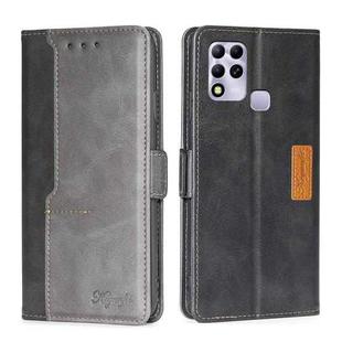 For Infinix Hot 11 Russian Version Contrast Color Side Buckle Leather Phone Case(Black + Grey)