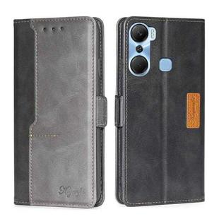 For Infinix Hot 12 Pro Contrast Color Side Buckle Leather Phone Case(Black + Grey)