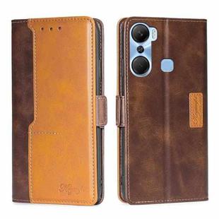 For Infinix Hot 12 Pro Contrast Color Side Buckle Leather Phone Case(Dark Brown + Gold)