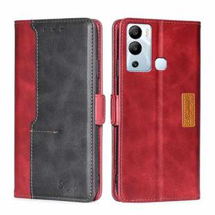 For Infinix Hot 12i Contrast Color Side Buckle Leather Phone Case(Red + Black)