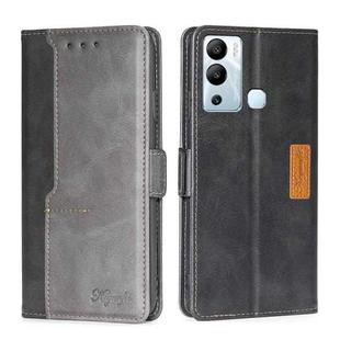 For Infinix Hot 12i Contrast Color Side Buckle Leather Phone Case(Black + Grey)